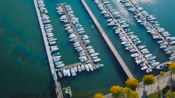 Aerial View Como Lake Boats Houses — Stock Video