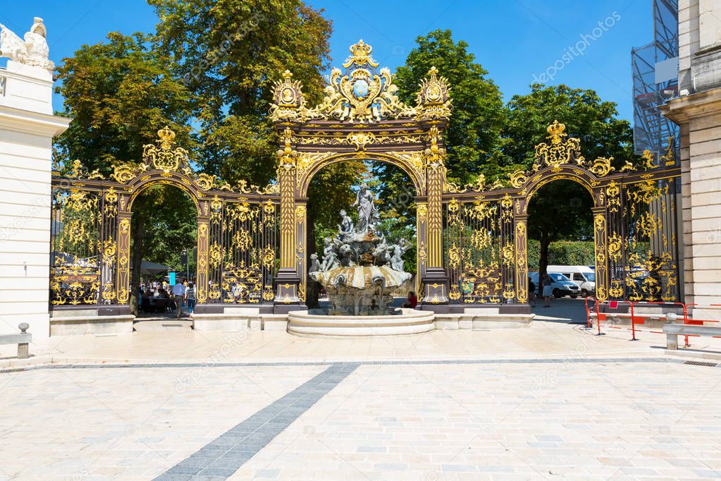 Nancy Stanislas square, Neptune fountain, Lorraine, France 