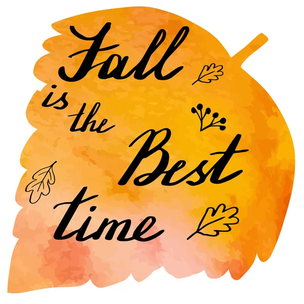 Banner de aquarela de outono com letras de mão — Vetor de Stock