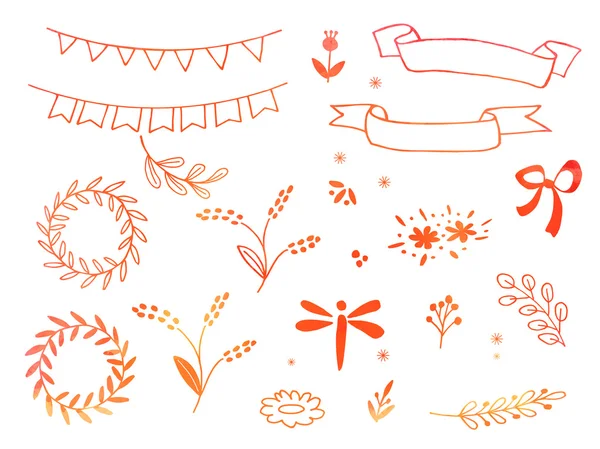 Acuarela doodle elementos de diseño — Archivo Imágenes Vectoriales