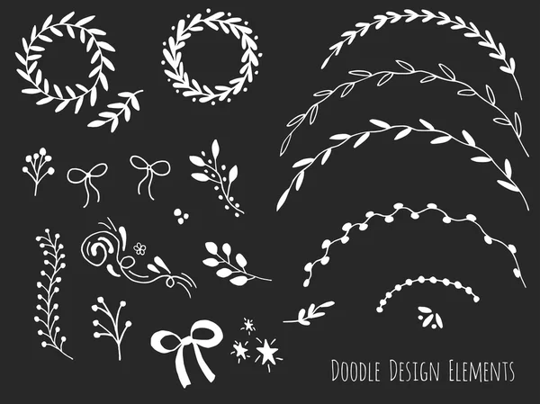 Éléments de doodle isolés dessinés à la main — Image vectorielle