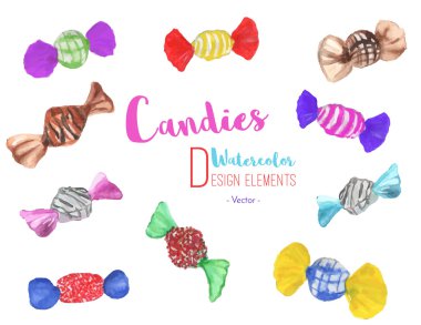 Sulu Boya şeker seti el boyalı