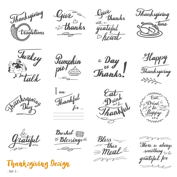 Diseño de letras y caligrafía de acción de gracias — Archivo Imágenes Vectoriales