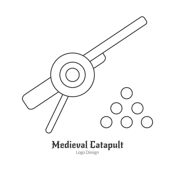 Modelo de emblema do logotipo medieval com ícone de contorno —  Vetores de Stock