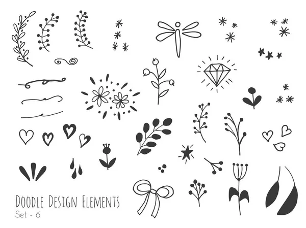 Elementos de diseño doodle aislados dibujados a mano — Vector de stock