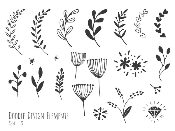Elementos de diseño doodle aislados dibujados a mano — Vector de stock