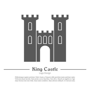 Medieval logo emblem template, black simple style clipart