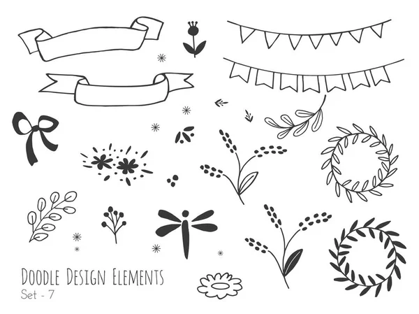 Elementos de diseño doodle aislados dibujados a mano — Vector de stock