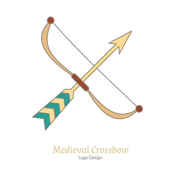 Μεσαιωνική πολύχρωμο logo έμβλημα πρότυπο, επίπεδη στυλ — Διανυσματικό Αρχείο