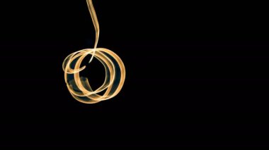 Parlayan soyut eğri mavi ve sarı çizgiler - ışık 4 k video timelapse boyalı