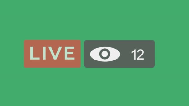 Interface de tela ao vivo - Contador de visualizador subindo em streaming de vídeo ao vivo com no canal alfa . — Vídeo de Stock