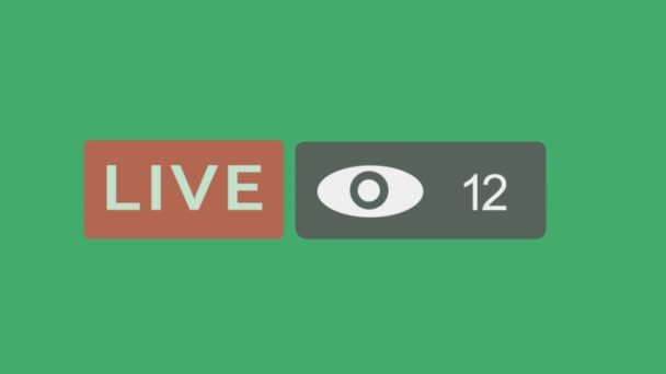 Live screen interface - Viewer counter going up in streaming live video with on alpha channel. — Stock Video