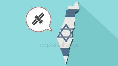 Animasyon kendi bayrağı ile uzun gölge İsrail harita ve uydu ile komik bir balon