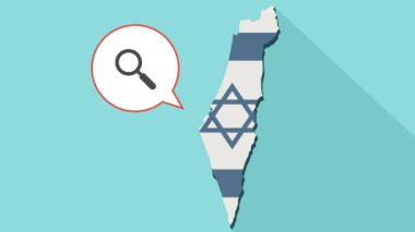 Kendi bayrağı ile uzun gölge İsrail harita ve komik bir balon bir büyüteç ile animasyon