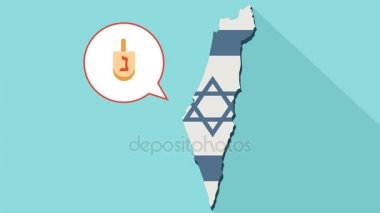 Kendi bayrağı ile uzun gölge İsrail harita ve komik bir balon bir topaç simgesi ile animasyon