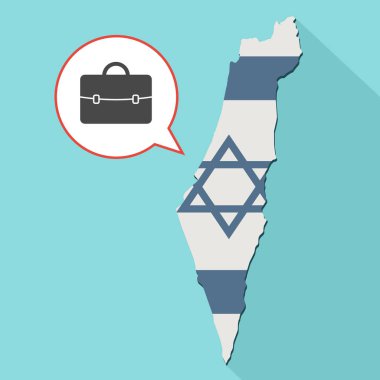 kendi bayrağını ve komik bir balon ile uzun gölge İsrail harita gösterimi