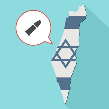 kendi bayrağını ve komik bir balon ile uzun gölge İsrail harita gösterimi