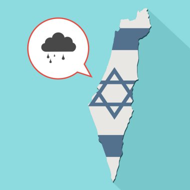 kendi bayrağını ve komik bir balon ile uzun gölge İsrail harita gösterimi