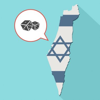 kendi bayrağını ve komik bir balon ile uzun gölge İsrail harita gösterimi