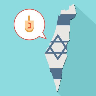 kendi bayrağını ve komik bir balon ile uzun gölge İsrail harita gösterimi