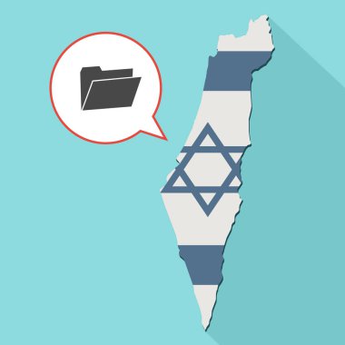 kendi bayrağını ve komik bir balon ile uzun gölge İsrail harita gösterimi