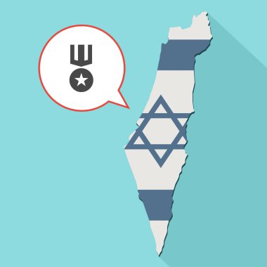 kendi bayrağını ve komik bir balon ile uzun gölge İsrail harita gösterimi 