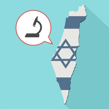 kendi bayrağını ve komik bir balon ile uzun gölge İsrail harita gösterimi 