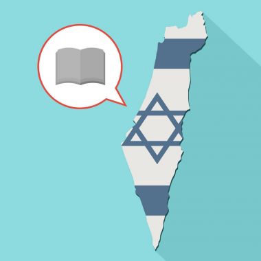 kendi bayrağını ve komik bir balon ile uzun gölge İsrail harita gösterimi 