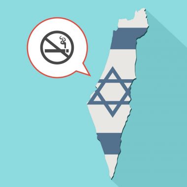 kendi bayrağını ve komik bir balon ile uzun gölge İsrail harita gösterimi 