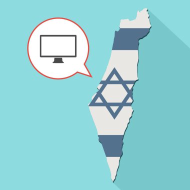 kendi bayrağını ve komik bir balon ile uzun gölge İsrail harita gösterimi 