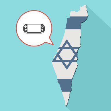 kendi bayrağını ve komik bir balon ile uzun gölge İsrail harita gösterimi 