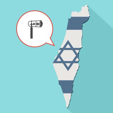 kendi bayrağını ve komik bir balon ile uzun gölge İsrail harita gösterimi 