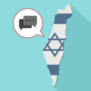 kendi bayrağını ve komik bir balon ile uzun gölge İsrail harita gösterimi 