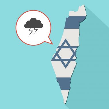 kendi bayrağını ve komik bir balon ile uzun gölge İsrail harita gösterimi 