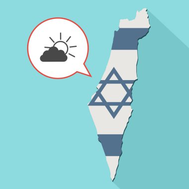 kendi bayrağını ve komik bir balon ile uzun gölge İsrail harita gösterimi 