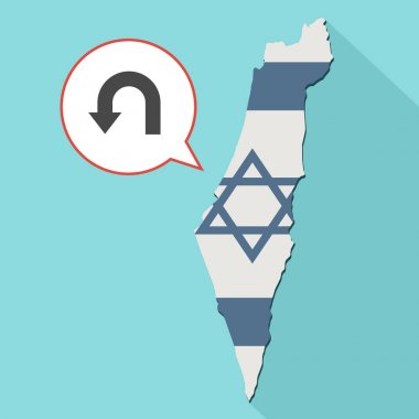 kendi bayrağını ve komik bir balon ile uzun gölge İsrail harita gösterimi 