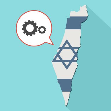 kendi bayrağını ve komik bir balon ile uzun gölge İsrail harita gösterimi 