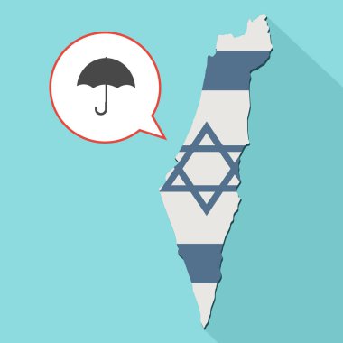 kendi bayrağını ve komik bir balon ile uzun gölge İsrail harita gösterimi 