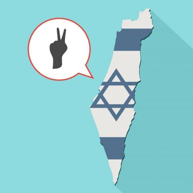 kendi bayrağını ve komik bir balon ile uzun gölge İsrail harita gösterimi 