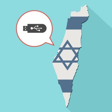 kendi bayrağını ve komik bir balon ile uzun gölge İsrail harita gösterimi 