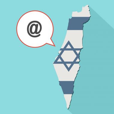 kendi bayrağını ve komik bir balon ile uzun gölge İsrail harita gösterimi 