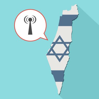 kendi bayrağını ve komik bir balon ile uzun gölge İsrail harita gösterimi 