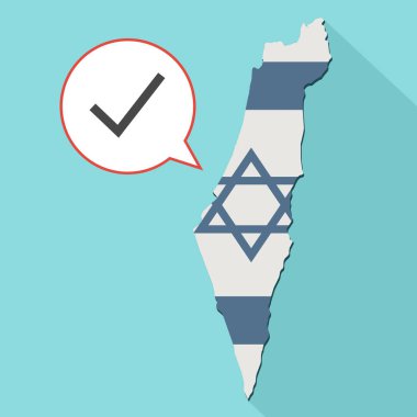 kendi bayrağını ve komik bir balon ile uzun gölge İsrail harita gösterimi 