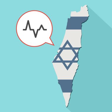 kendi bayrağını ve komik bir balon ile uzun gölge İsrail harita gösterimi 