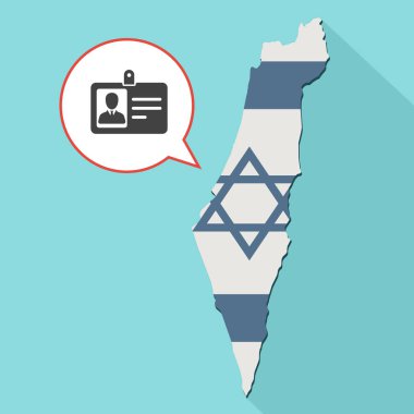 kendi bayrağını ve komik bir balon ile uzun gölge İsrail harita gösterimi 