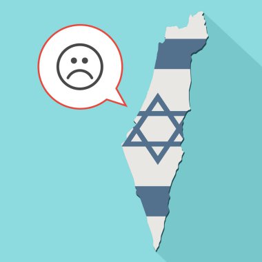 kendi bayrağını ve komik bir balon ile uzun gölge İsrail harita gösterimi 