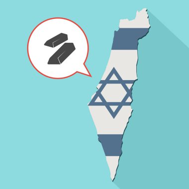 kendi bayrağını ve komik bir balon ile uzun gölge İsrail harita gösterimi 