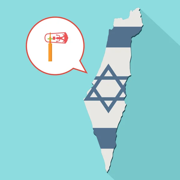 긴 그림자 이스라엘 지도 플래그와 만화 풍선의 그림 — 스톡 사진