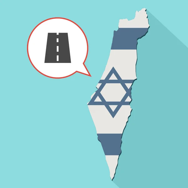 Иллюстрация длинной тени карты Израиля с его флагом и комическим воздушным шаром — стоковое фото
