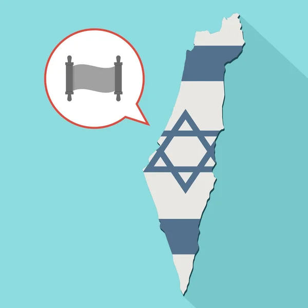 Illustration of a long shadow Israel map with its flag and a comic balloon — Stock Photo, Image